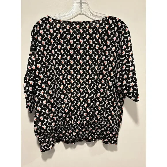 Michael Kors Black Floral Puff Sleeve Blouse Large - Picture 5 of 7